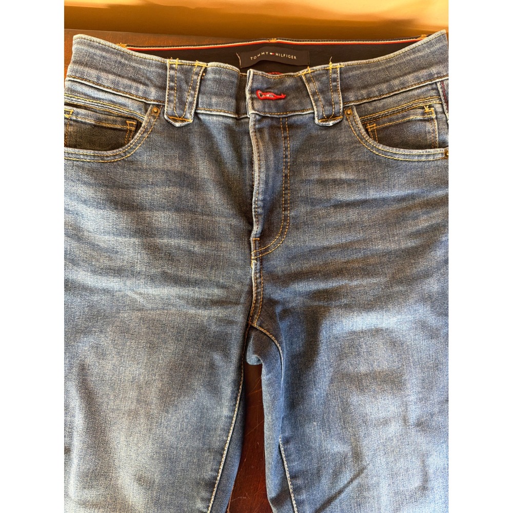 Tommy Hilfiger Womens Skinny Jeans Medium Wash Denim Blue Flag‎ Logo Size 6